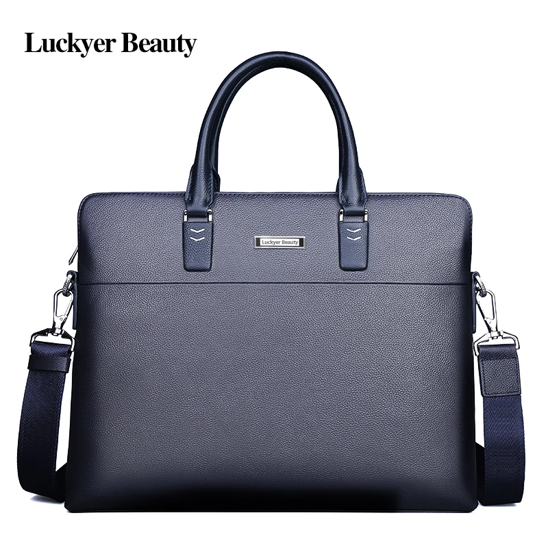 

LUCKYER BEAUTY Famous Brand Luxury Men's Business Bag Genuine Leather Fashion Men Briefcase High Quality Shoulder Top-handle Bag