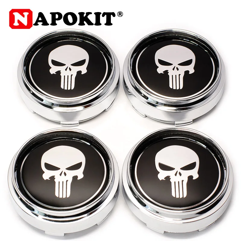 

4PCS 66MM(62mm) Aluminum 3D Metal Skull Logo Car Wheel Center Hub Cap Emblem Hubcap Car Wheel Rim Cover Car Styling
