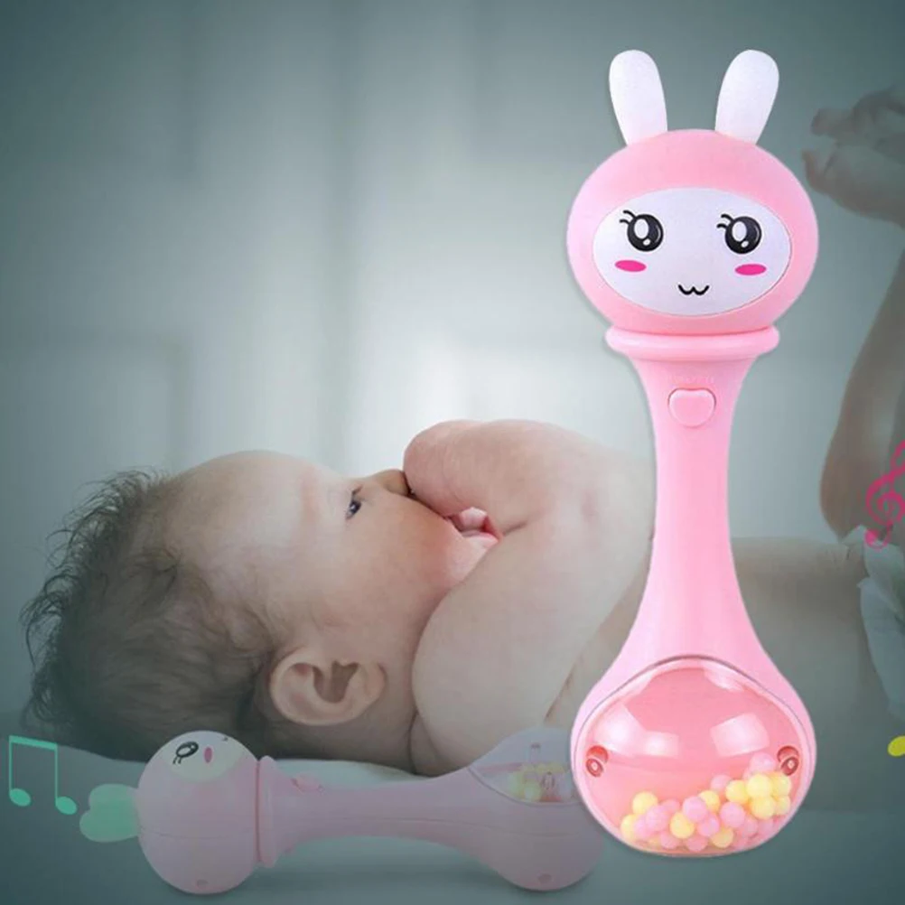Для новорожденных Музыка Звук Свет тряски погремушки милые Мультяшные игрушки колокольчики для младенцев головоломка музыка и мигающие встряхивание погремушки