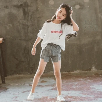 

Girls Summer 12 New Fashion Suit 4 Korean Version 5 Little Girls 8 Summer 3 Children's Two-piece Suit 10 Years Old