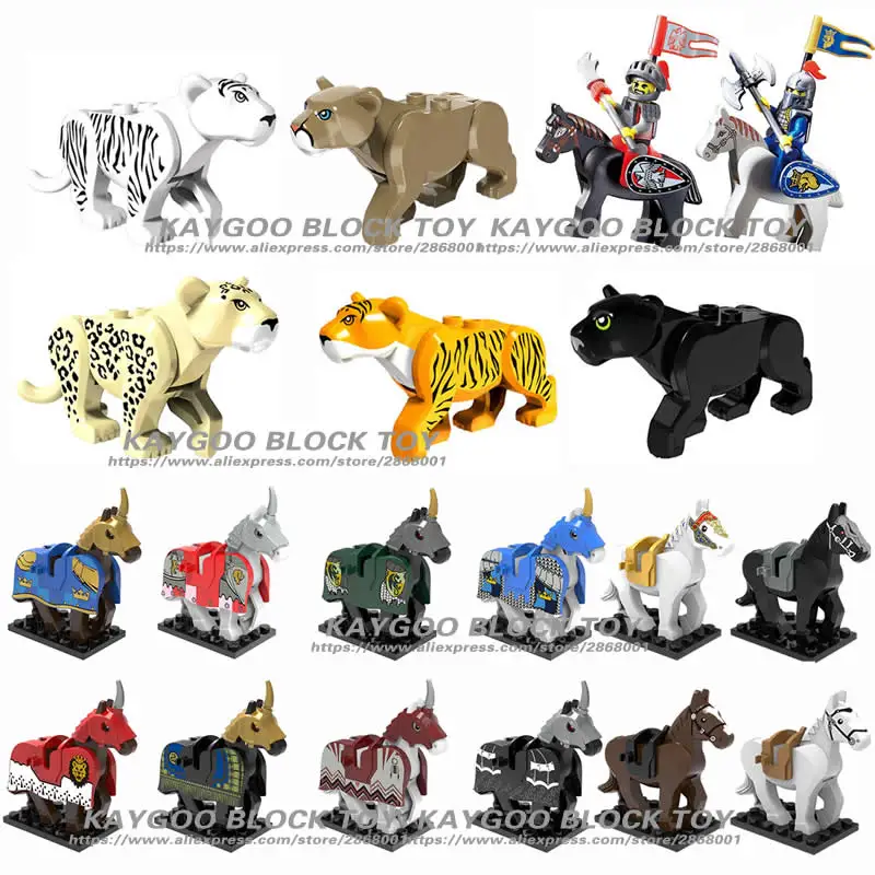 

Wholesale 6cm knight Horse Block Single Sale Nazgul Horse Elepant Mammoth Wolf Animal Building Blocks Kids Toys Gift