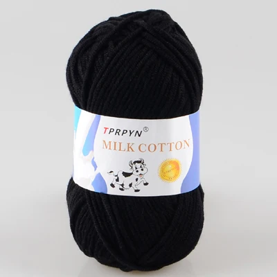 TPRPYN 1 шт. = 50 г пряжа для вязания крючком из молочного хлопка, мягкая теплая Детская Пряжа для ручного вязания - Цвет: 18 black