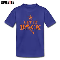 Let It Rock детская футболка натуральный хлопок короткий рукав o Средства ухода за кожей шеи Футболка Teeshirt Обувь для мальчиков Обувь для девочек