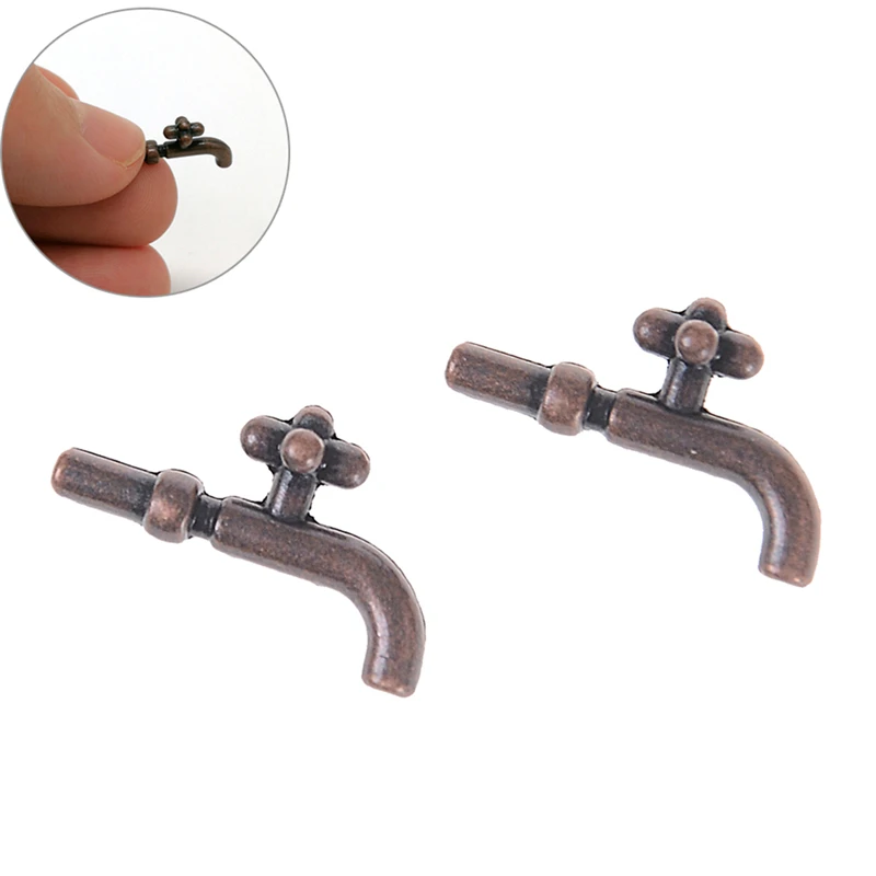 2Pcs 112 Miniature Alloy Water Tap Faucet Dollhouse Miniature Faucet
