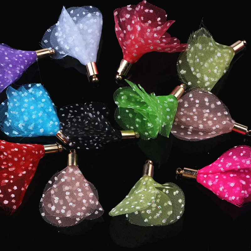 100pcs Mix Color Frabic Flower Tassel Charms Pendants For Earring Cellphone Straps Keychain Diy Jewelry Accessories Findings 100pcs Mix Color Frabic Flower Tassel Charms Pendants For Earring Cellphone Straps Keychain Diy Jewelry Accessories Findings