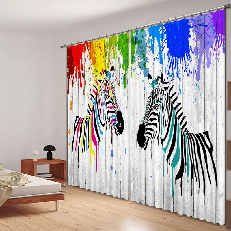 Buy Black white zebra Luxury 3D Blackout Curtains