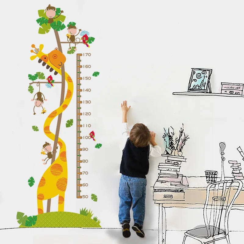 Дети диаграмма роста высоты жираф высота диаграмма наклейка ребенок высота стены стикеры высота измерения диаграмма стены наклейки для детской комнаты