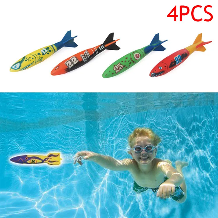

4 Pcs/Set Children Torpedo Toy Kid Rocket Throw Torpedoes Bandits For Swimming Pool Diving Game YJS Dropship
