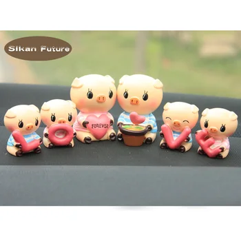 

sikan.4 pieces / sets of resin, auto accessories, car adornment * * * love pig, Pig Daddy, pig Mom Jewelry, interior decoration