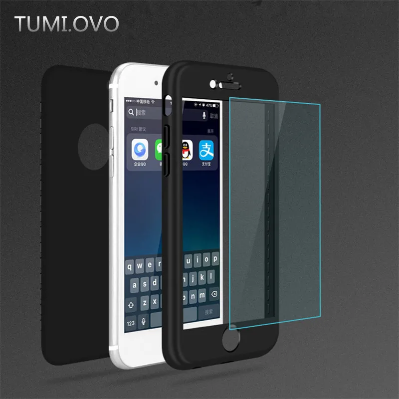 2017 New Luxury Fashion 360 Full Body Protective Flexibility TPU Back Cover Case for iPhone 6 6s 7 Plus with Tempered Glass |