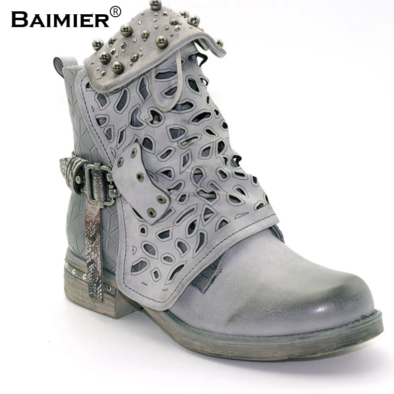 

Super Cool Women Martin Boots Autumn Leather Shoes Botas Feminina Female Buckle Rivets Motorcycle Ankle Fashion Boots Women