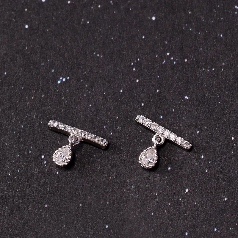 water drop zircon silver earring 100% 925 Sterling silver Jewelry fashion Hypoallergenic Stud earrings woman gift