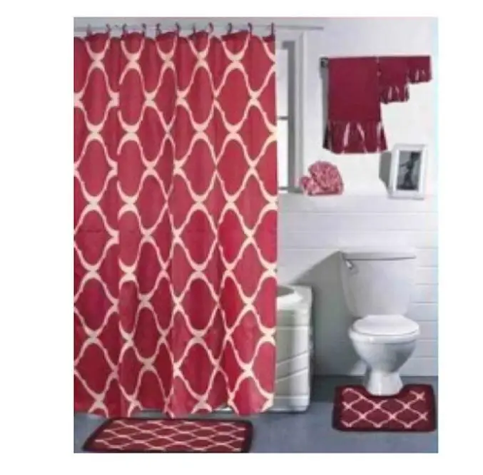 Burgundy Shower Curtains Promotion-Shop For Promotional Burgundy Custom Home Decor Hot Burgundy Ruby Moden Shower Curtain Bathroom Waterproof 66