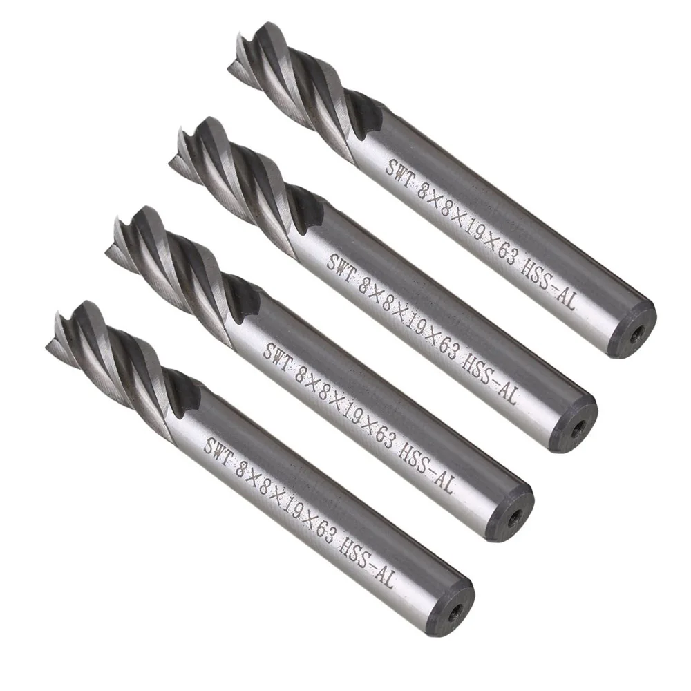1 pcs 8 8mm HSS CNC Straight Shank 4 Flute End Mill Milling Cutter Metal Drill