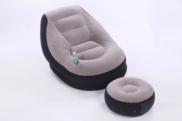 INTEX надувной Флокированный одноместный диван ленивый диван кровать siesta lounge стул с табуретом для ног 68564