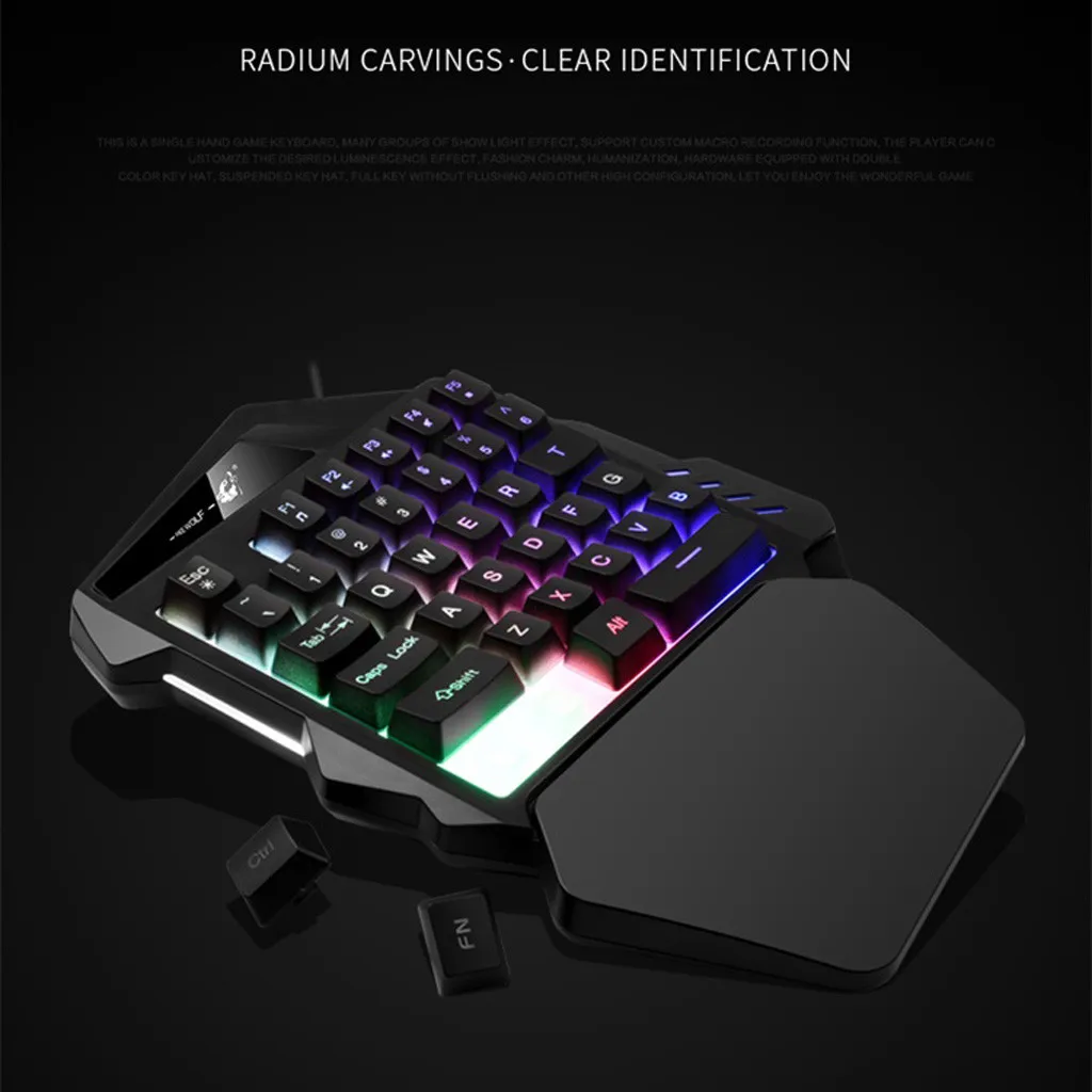 

K13 Wired Keyboard 35 Keys LED Backlit Usb Ergonomic Single Hand Keypad Gaming Keyboard 1#M