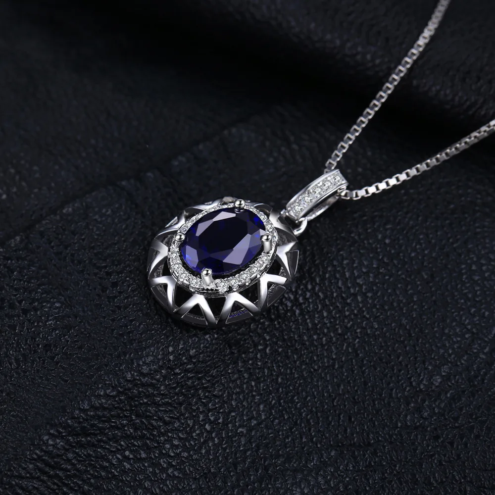 JewelryPalace Hot Sale Russian Design Real Blue Sapphire Pendant Solid 925 Sterling Solid Silver Amazing Jewelry No Chain