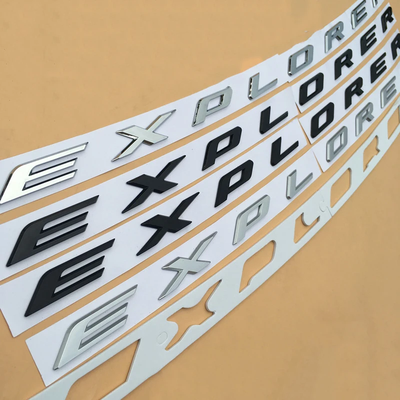 

Glossy Black Matte Silver EXPLORER Letters Emblem Badge Car Styling Front Hood Sticker for Ford ABS Original Design Top Quality
