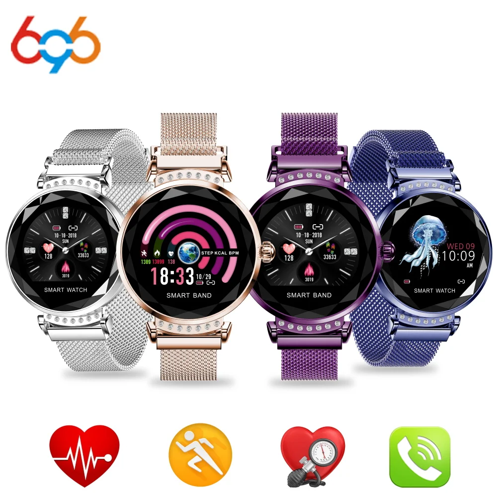 

696 H2 Smart Bracelet Wristband Heart Rate Blood Pressure Smart Band Fitness Tracker Smart Watch Women Female Clock
