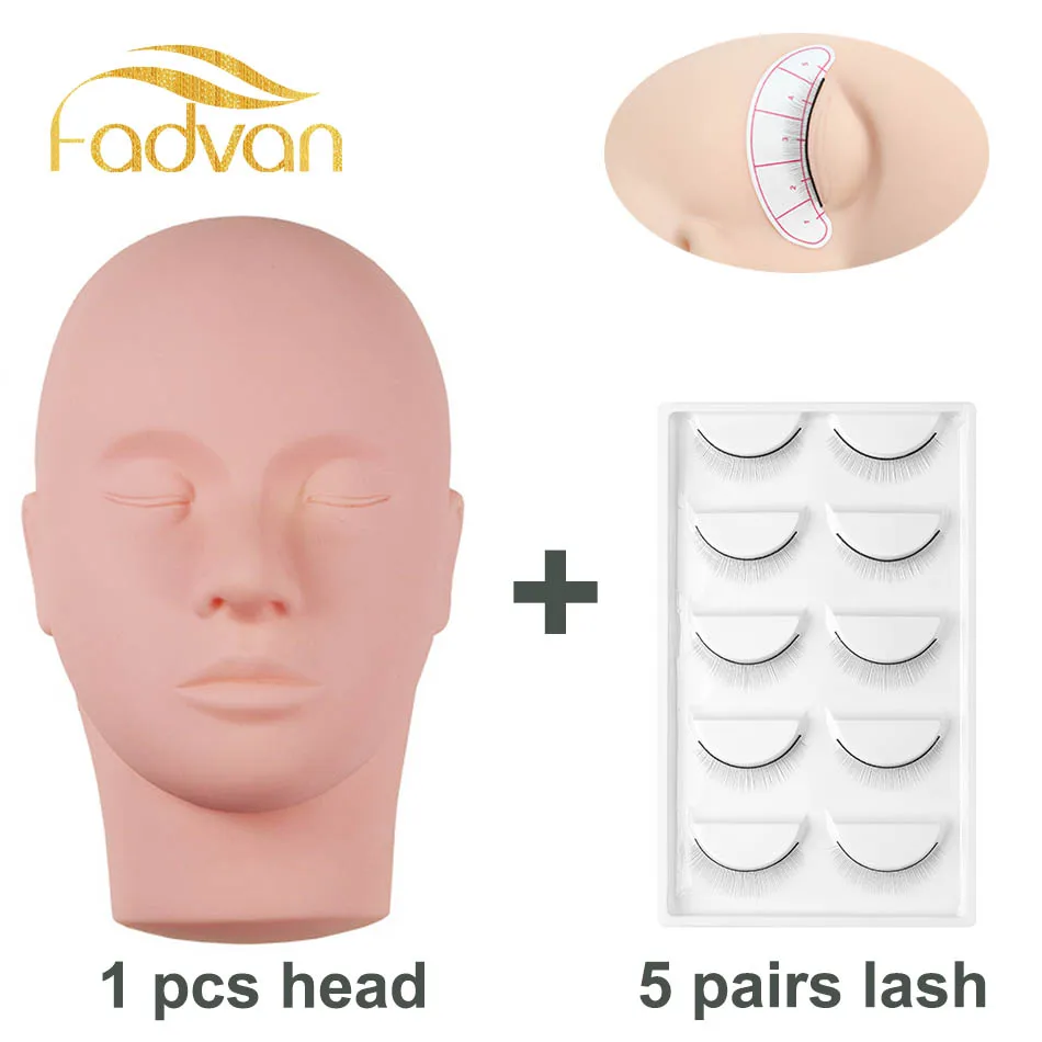 

5 Pairs Training Lashes + 1 Pcs Training Mannequin False Eyelashes for Beginners Teaching Lashes Eye Extension Tools Practice