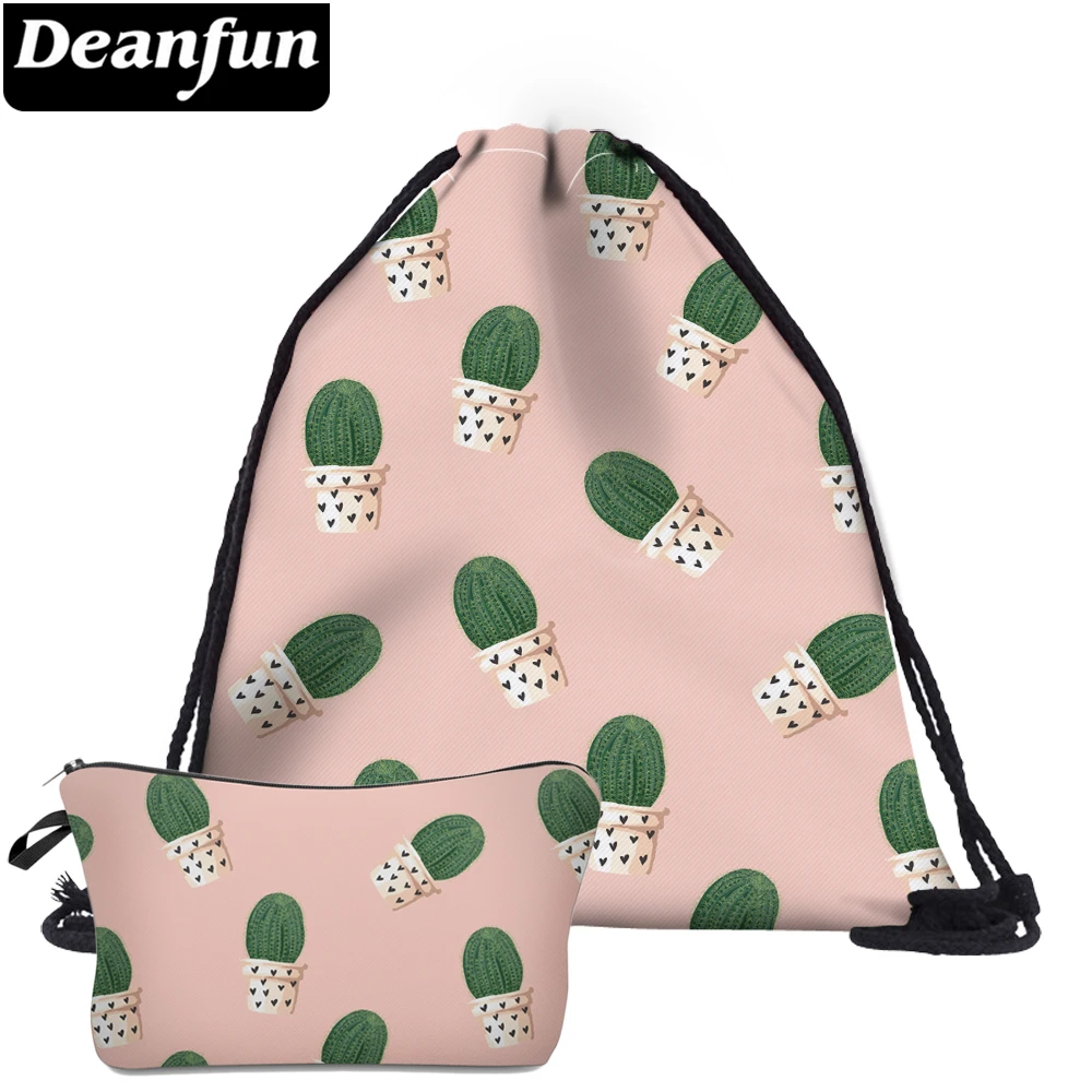 Deanfun 2 шт. кактус мешки Drawstring 3D печатных милые розовые ранцы для подростка