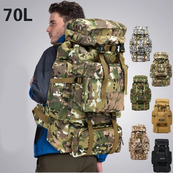 

70L Tactical Men Bag Military Backpack Mountaineering Sport Outdoor Travel Bags Molle Backpacks Hunting Camping Rucksack Tas