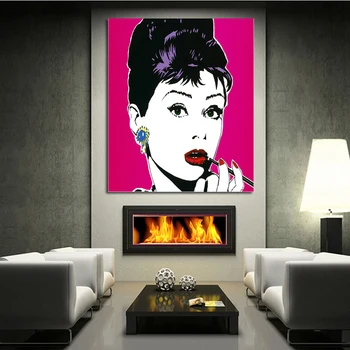 

100% Hand-painted Audrey Hepburn Pop Art Wall Art Oil Painting On Canvas High Quality Free Shipping