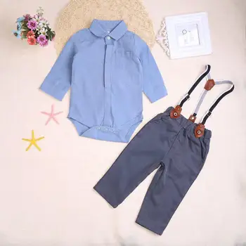 

newborn baby clothes gentleman baby boy pink/blue plaid shirt+overalls fashion baby boy clothes Overalls Kids Clothing Sets
