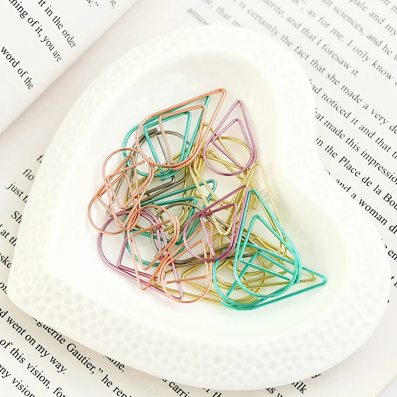 10 pcs/pack Brief Style Waterdrop Shaped Metal Paper Clip Bookmark Stationery School Office Supply Escolar Papelaria