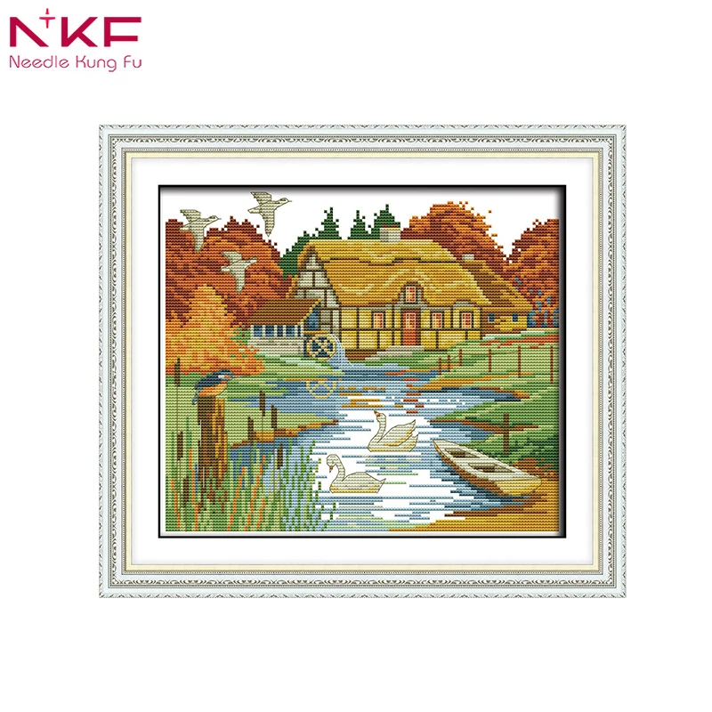 

NKF Print pattern Cross Stitch kit sale canvas for embroidery counting patterns dmc 14ct home decor Autumn senery wholesale