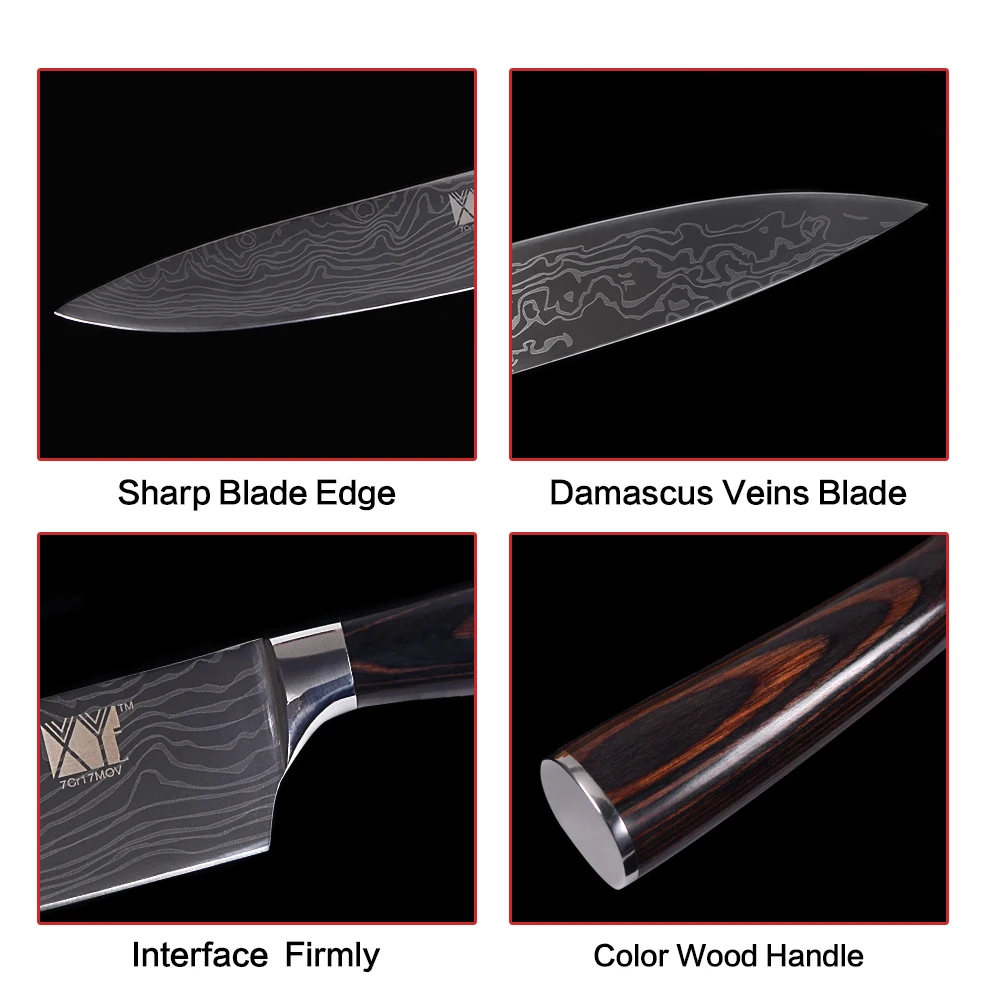  XYj Kitchen Knives High Carbon 7Cr17 Stainless Steel Knife Damascus Veins Pattern Cooking Tools 3.5 - 32857026295