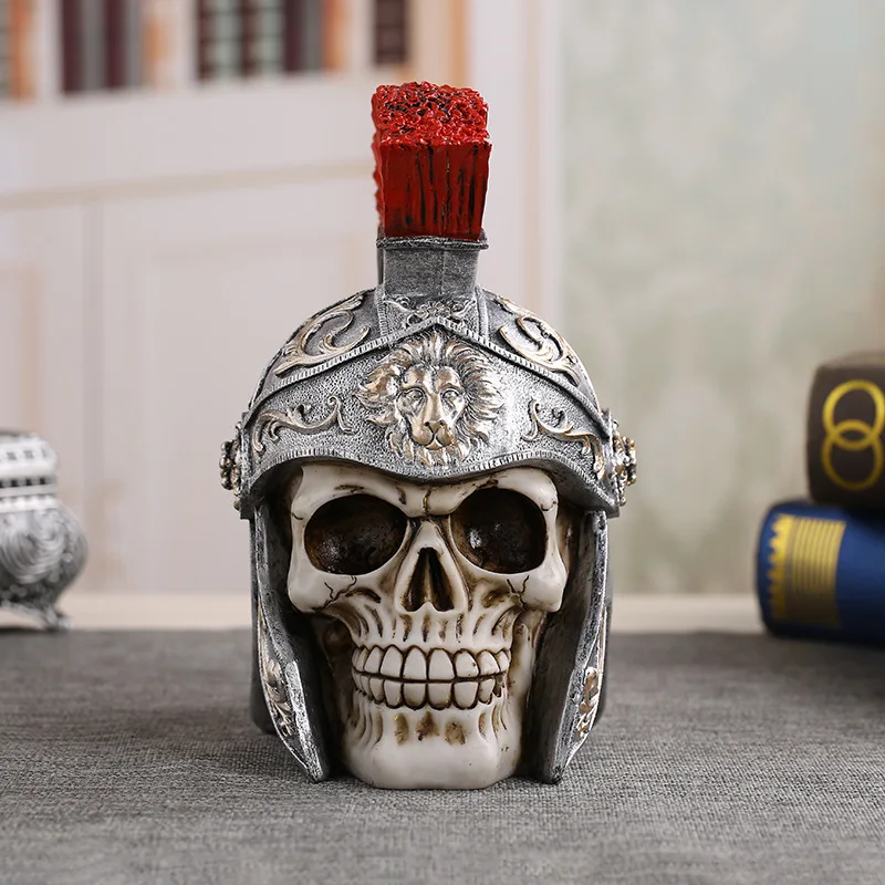 MRZOOT смолы ремесло украшения дома Скелет Череп модель в стиле панк украшения носит шлем Спартанский воин реквизит