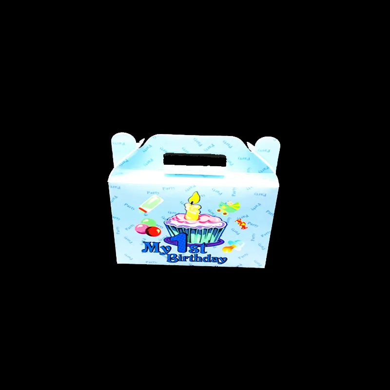 

12pcs/lot boy's first birthday theme candy boxes blue theme birthday party decorations kid's first birthday theme gift boxes