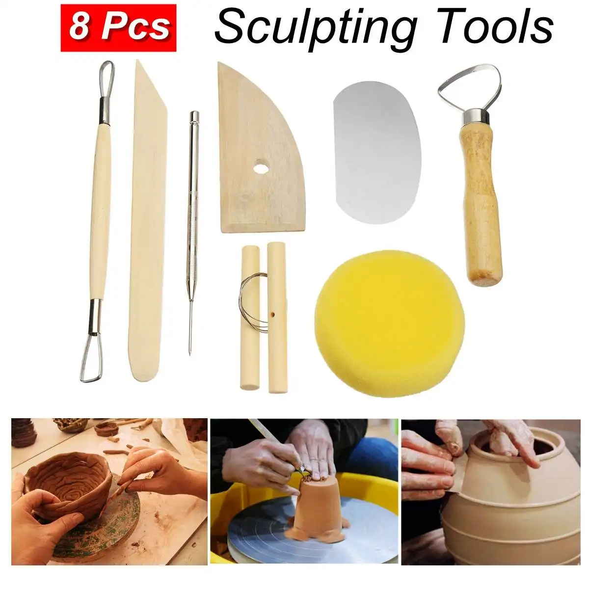 

light clay tool set of 8 pieces of clay sculpture fondant eight piece clay pottery DIY embossing accessories