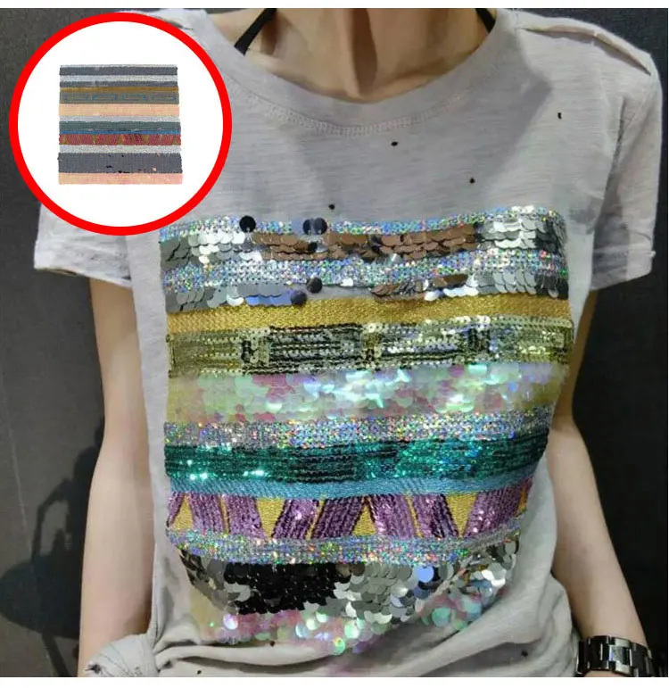 

Colorful sequined applique patch Vintage embroidered patch T-shirt or Bag decoration patch