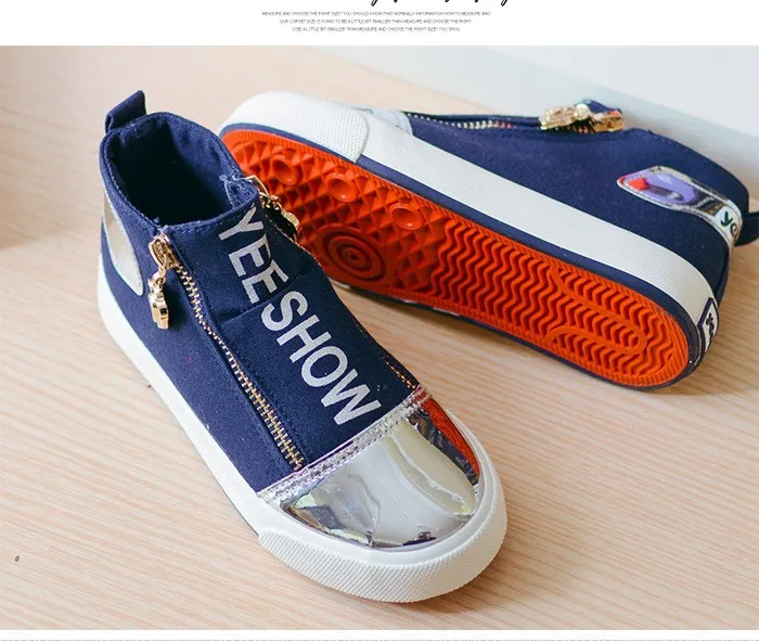 New Metal Sheep Zip Kids Shoes 2016 High Solid Canvas Children Shoes Spring Autumn Rubber Cotton Fabric Baby Boy Girl Sneaker 440 (6)