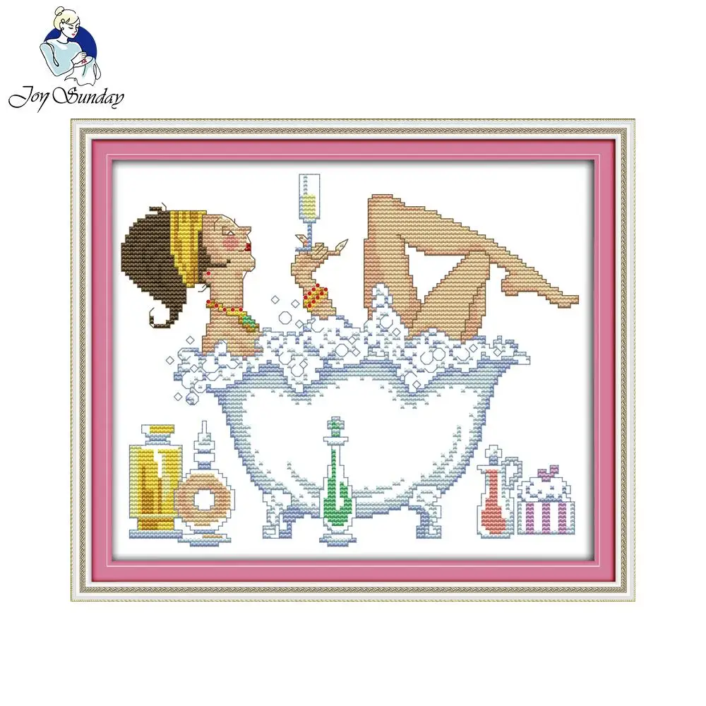 

Joy Sunday Figure Style Bathing Beauty Cross Stitch Painting of Living Room Precise Printing Bedroom Decoration DIY Needlepiont