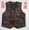 Gilet en cuir de vache avec poche pour homme, couche de tête, collection automne/hiver 2022 ► Photo 1/3