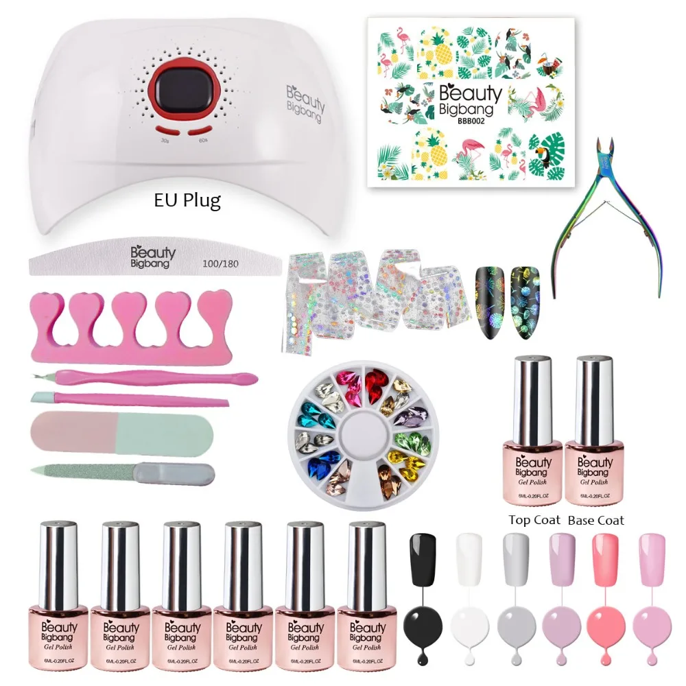

Beautybigbang 15PCS Set Nail Tools Kits 36W UV Lamp Cuticle Scissors Gel Polish Nail Stickers Nail Decorations Nail Art Tool Kit