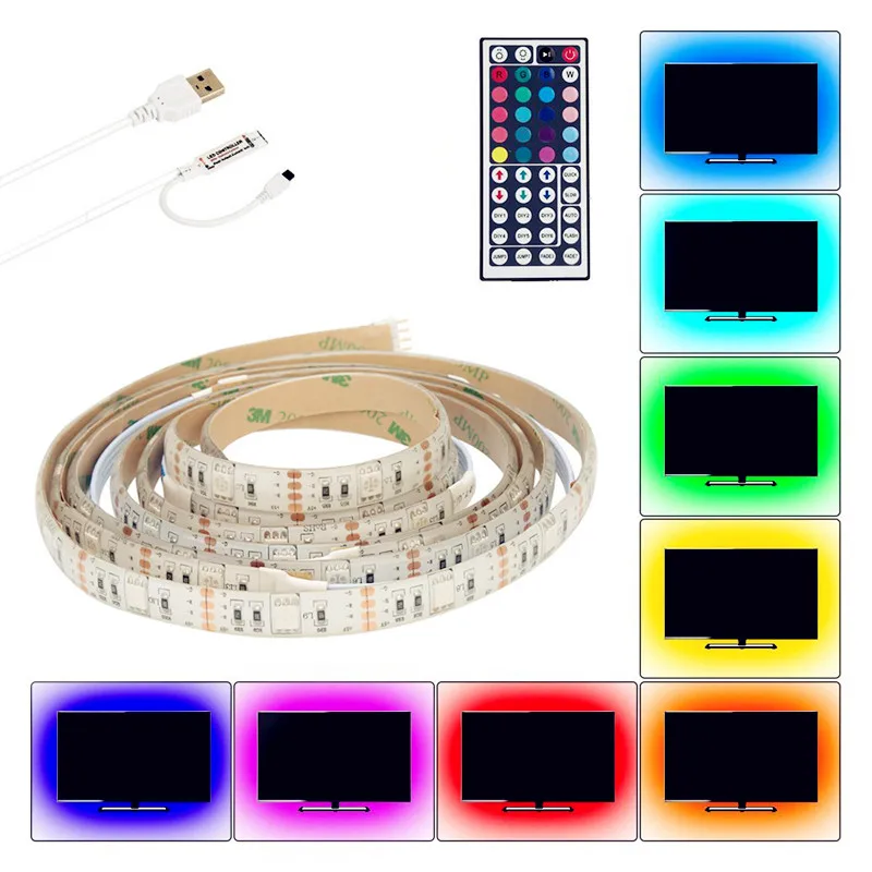 Водонепроницаемая светодиодная RGB ленсветильник 5050SMD 2 м 120 5 в постоянного тока USB