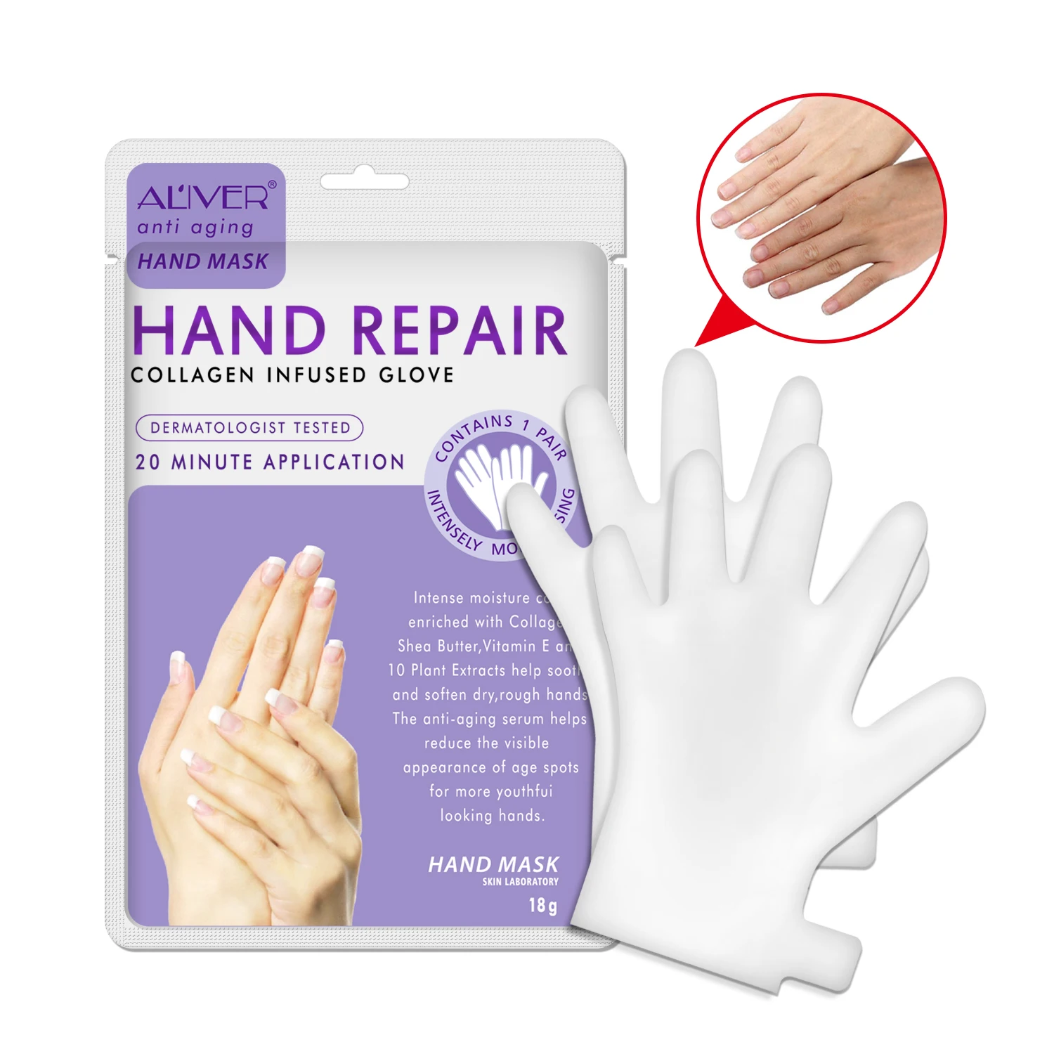 

MayCreate 2pcs/Pair Hyaluronic Moisturizing Soft Hand Mask Dead Skin Remover Smooth Whitening Anti-Aging Hand Mask Hand Care