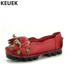 Женская обувь ручной работы из натуральной кожи без шнуровки на плоской подошве; винтажная Мягкая дышащая обувь на полукруглой подошве; Цветочные мокасины; женские лоферы; 02A