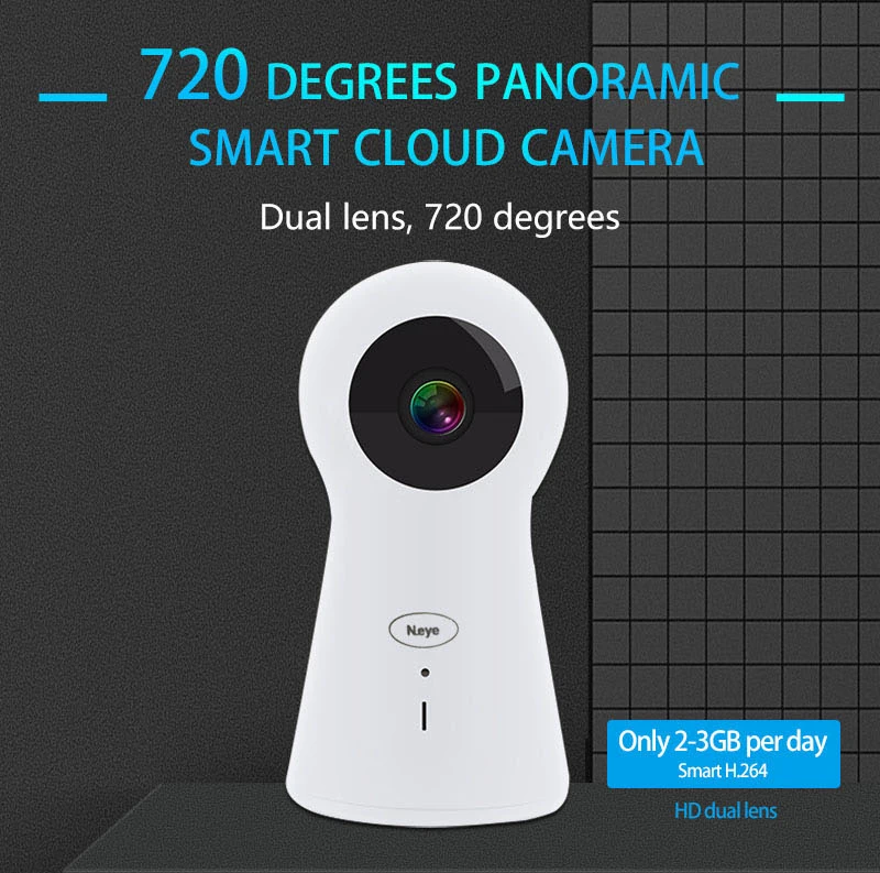 IP камера N_eye с Wi Fi HD 1080P двойной панорамный объектив 720 градусов мини