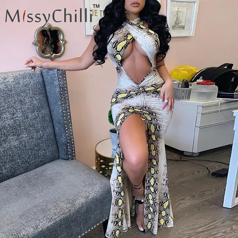 Женское платье без рукавов MissyChilli Клубное облегающее большого размера с принтом