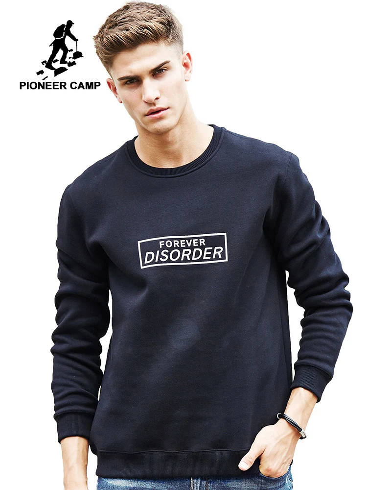 

Pioneer Camp New print autumn winter men sweatshirt famous brand thick warm fleece hoodies male quality 100% cotton 677080