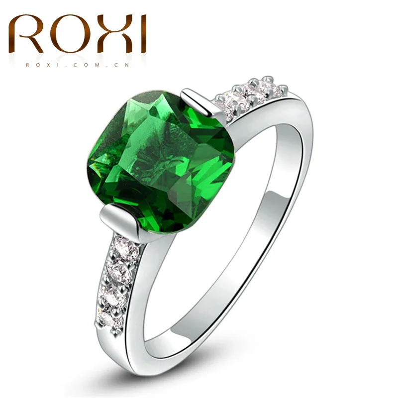 roxi big green rhinestone ring white gold fashion gift jewelry rings for women lady party wedding finger rings size 6 7 8 - Green Wedding Rings roxi big green rhinestone ring white gold fashion gift jewelry rings for women lady party wedding finger rings size 6 7 8 - Green Wedding Rings