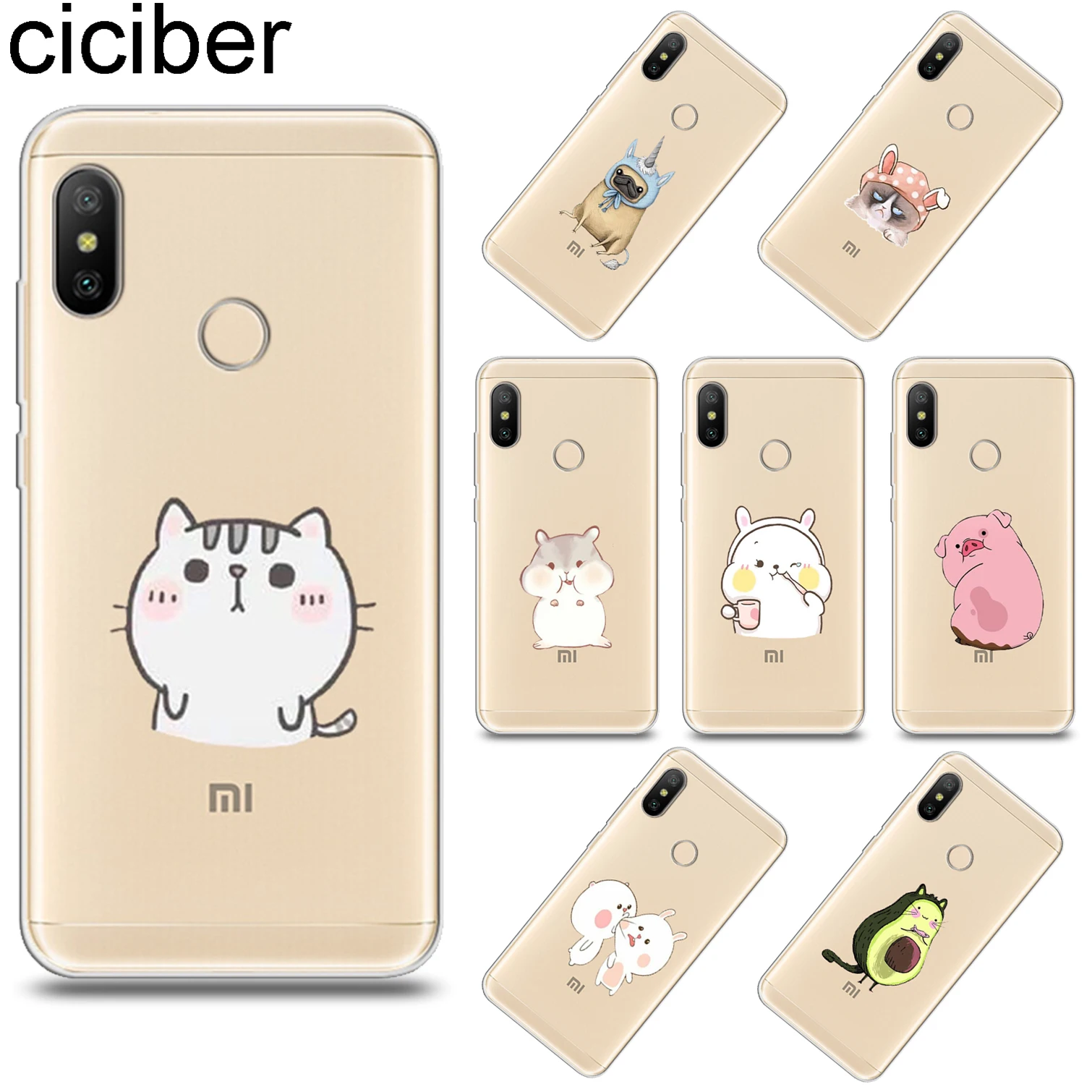

ciciber Cover for Xiaomi Redmi Note 7 5 6 4 3 Pro X A Soft TPU Pig Rabbit Cat Phone Case for Redmi 6 5 4 3 A X S Plus Pro S2