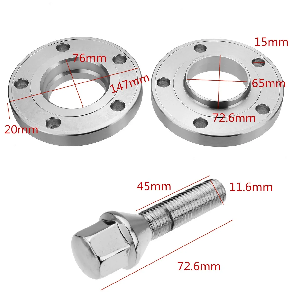 2pcs 20mm Car Wheel Spacer Adapter Shims Kit for