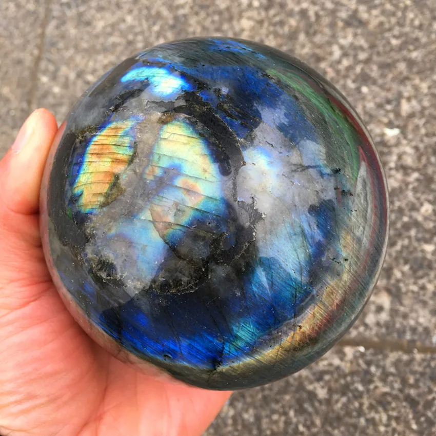 Hight quality 10cm labradorite sphere blue shining prety color natural stones and minerals | Дом и сад