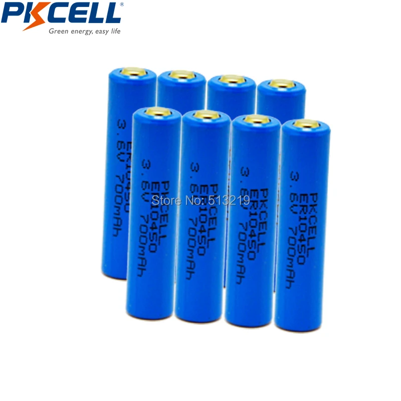 8PCS PKCELL primary batteries 3.6V AAA ER10450 700mah lithium battery